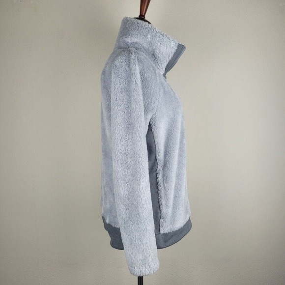 The North Face Jacket Medium Gray Furry Fleece Zip Color Block Warm NF0A338M - Picture 2 of 8